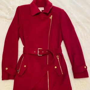 COPY - Michael Kors Red Asymmetrical Walker Peacoat
